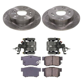Callahan Brake Parts® - Drilled and Slotted Rear Brake Kit with Calipers