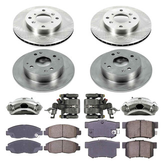 Callahan Brake Parts® - Plain Front and Rear Brake Kit with Calipers