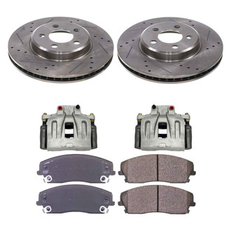 Callahan Brake Parts® - Drilled and Slotted Front Brake Kit with Calipers