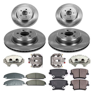 Callahan Brake Parts® - Plain Front and Rear Brake Kit with Calipers