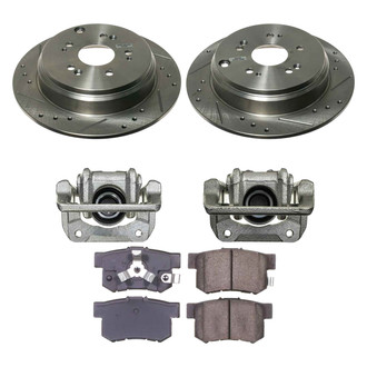 Callahan Brake Parts® - Drilled and Slotted Rear Brake Kit with Calipers