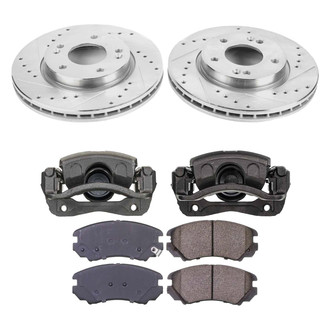Callahan Brake Parts® - Drilled and Slotted Front Brake Kit with Calipers