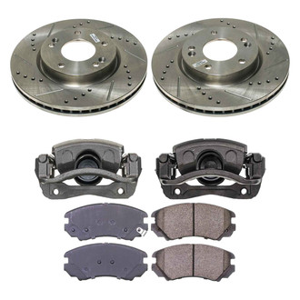 Callahan Brake Parts® - Drilled and Slotted Front Brake Kit with Calipers