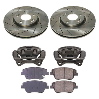Callahan Brake Parts® - Drilled and Slotted Front Brake Kit with Calipers