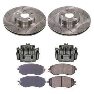Callahan Brake Parts® - Drilled and Slotted Front Brake Kit with Calipers
