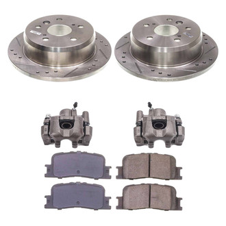 Callahan Brake Parts® - Drilled and Slotted Rear Brake Kit with Calipers