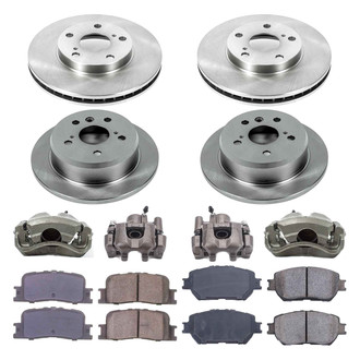 Callahan Brake Parts® - Plain Front and Rear Brake Kit with Calipers