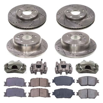 Callahan Brake Parts® - Drilled and Slotted Front and Rear Brake Kit with Calipers