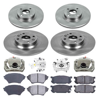 Callahan Brake Parts® - Plain Front and Rear Brake Kit with Calipers