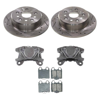 Callahan Brake Parts® - Drilled and Slotted Rear Brake Kit with Calipers