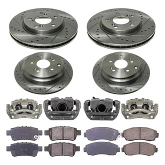 Callahan Brake Parts® - Drilled and Slotted Front and Rear Brake Kit with Calipers