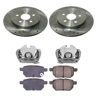 Callahan Brake Parts® - Drilled and Slotted Rear Brake Kit with Calipers