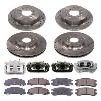 Callahan Brake Parts® - Drilled and Slotted Front and Rear Brake Kit with Calipers