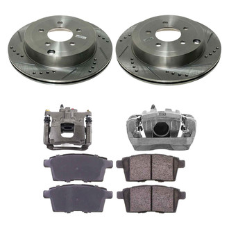 Callahan Brake Parts® - Drilled and Slotted Rear Brake Kit with Calipers