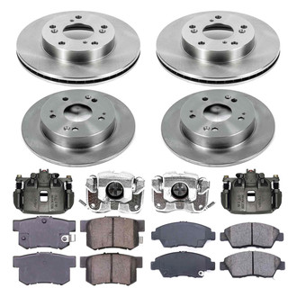 Callahan Brake Parts® - Plain Front and Rear Brake Kit with Calipers