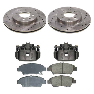 Callahan Brake Parts® - Drilled and Slotted Front Brake Kit with Calipers