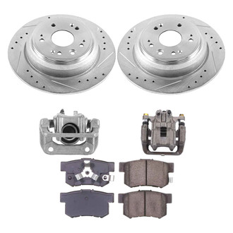Callahan Brake Parts® - Drilled and Slotted Rear Brake Kit with Calipers