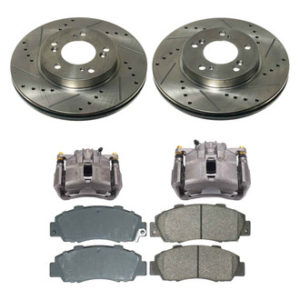 Callahan Brake Parts® - Drilled and Slotted Front Brake Kit with Calipers