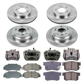 Callahan Brake Parts® - Plain Front and Rear Brake Kit with Calipers