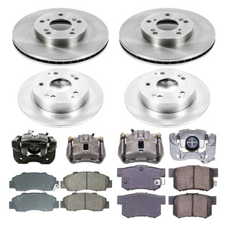 Callahan Brake Parts® - Plain Front and Rear Brake Kit with Calipers