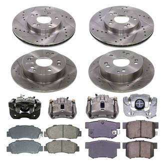 Callahan Brake Parts® - Drilled and Slotted Front and Rear Brake Kit with Calipers