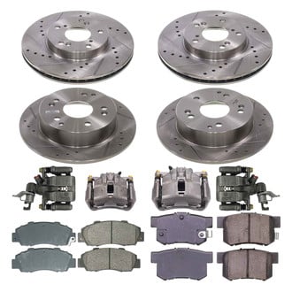Callahan Brake Parts® - Drilled and Slotted Front and Rear Brake Kit with Calipers