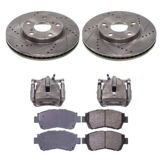 Callahan Brake Parts® - Drilled and Slotted Front Brake Kit with Calipers