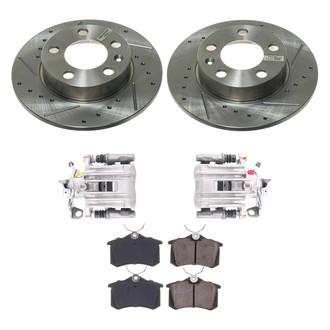 Callahan Brake Parts® - Drilled and Slotted Rear Brake Kit with Calipers