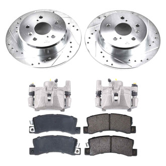 Callahan Brake Parts® - Drilled and Slotted Rear Brake Kit with Calipers