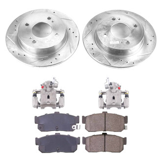 Callahan Brake Parts® - Drilled and Slotted Rear Brake Kit with Calipers