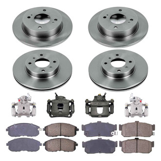Callahan Brake Parts® - Plain Front and Rear Brake Kit with Calipers