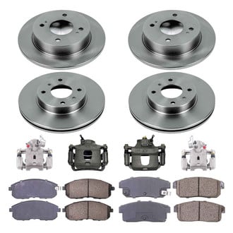 Callahan Brake Parts® - Plain Front and Rear Brake Kit with Calipers