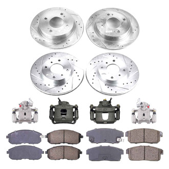 Callahan Brake Parts® - Drilled and Slotted Front and Rear Brake Kit with Calipers