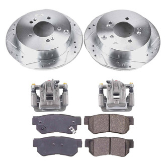 Callahan Brake Parts® - Drilled and Slotted Rear Brake Kit with Calipers