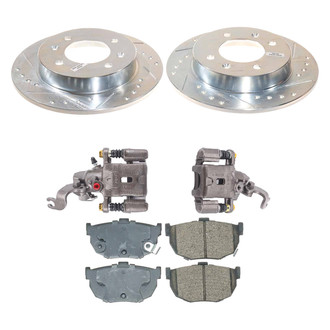 Callahan Brake Parts® - Drilled and Slotted Rear Brake Kit with Calipers