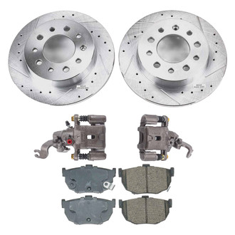 Callahan Brake Parts® - Drilled and Slotted Rear Brake Kit with Calipers