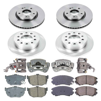 Callahan Brake Parts® - Plain Front and Rear Brake Kit with Calipers
