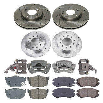 Callahan Brake Parts® - Drilled and Slotted Front and Rear Brake Kit with Calipers