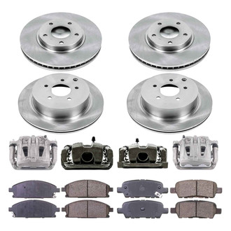 Callahan Brake Parts® - Plain Front and Rear Brake Kit with Calipers