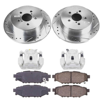 Callahan Brake Parts® - Drilled and Slotted Rear Brake Kit with Calipers
