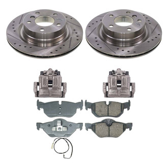 Callahan Brake Parts® - Drilled and Slotted Rear Brake Kit with Calipers