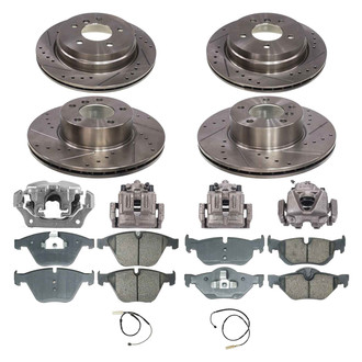 Callahan Brake Parts® - Drilled and Slotted Front and Rear Brake Kit with Calipers