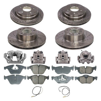 Callahan Brake Parts® - Drilled and Slotted Front and Rear Brake Kit with Calipers