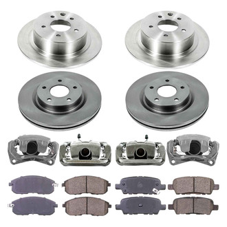 Callahan Brake Parts® - Plain Front and Rear Brake Kit with Calipers