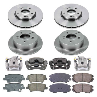 Callahan Brake Parts® - Plain Front and Rear Brake Kit with Calipers