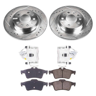 Callahan Brake Parts® - Drilled and Slotted Rear Brake Kit with Calipers