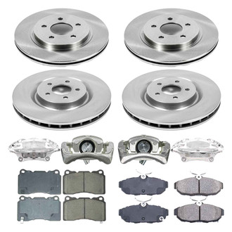 Callahan Brake Parts® - Plain Front and Rear Brake Kit with Calipers