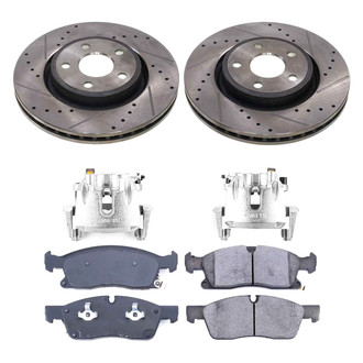 Callahan Brake Parts® - Drilled and Slotted Front Brake Kit with Calipers