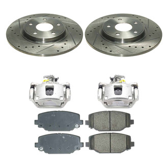 Callahan Brake Parts® - Drilled and Slotted Rear Brake Kit with Calipers