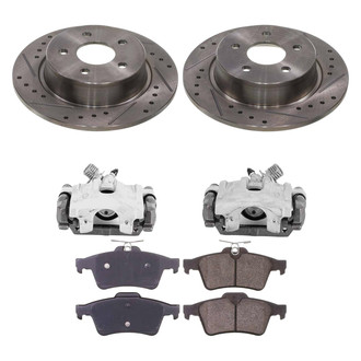 Callahan Brake Parts® - Drilled and Slotted Rear Brake Kit with Calipers